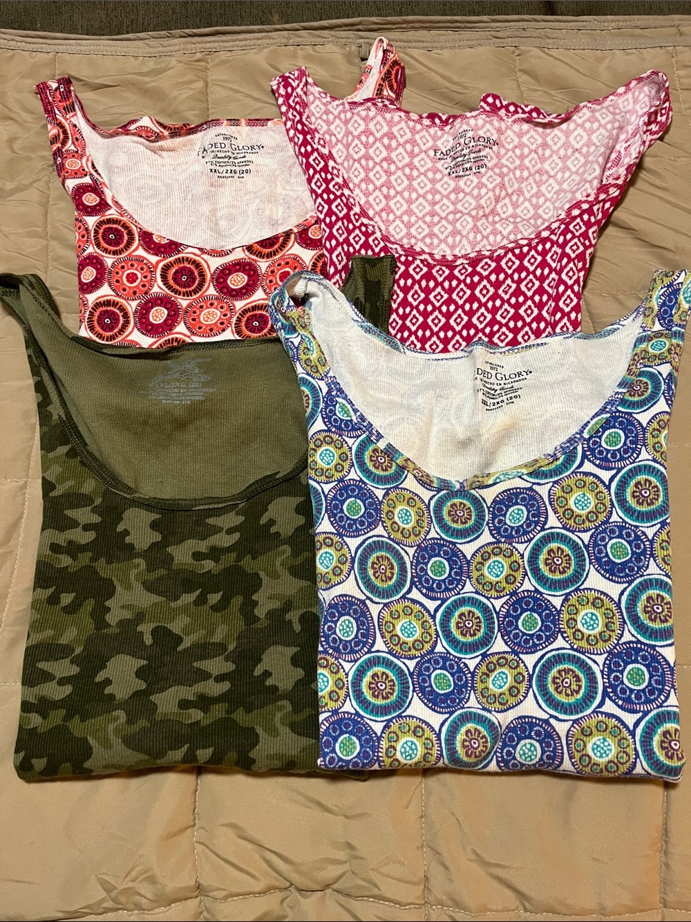 7–Faded Glory Women's Multi-Pattern Tank Tops — Size XXL